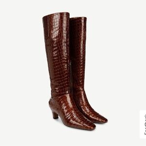 Franco Sarto Andria Brown Croco Print Leather Boot